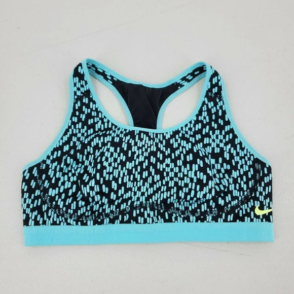 Nike Pro Dri-Fit Fierce Luxe Dot Sports Bra Blue Black Women's Size Small - Picture 1 of 7